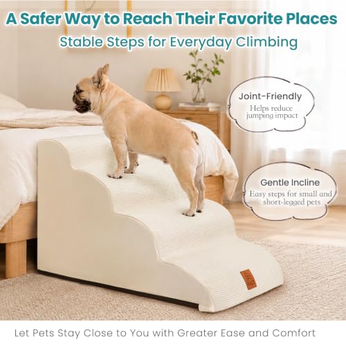 Dog Steps for Bed (Beige / 4-Step (H17.7))