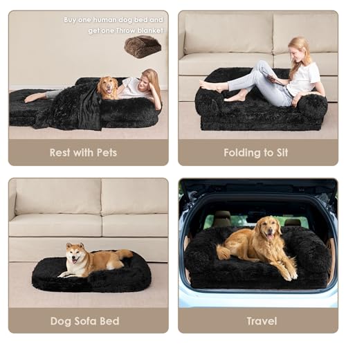 Foldable XXL Dog Bed for Large Sized Dog (54x38x7.5(Folded 38x27) / Black)