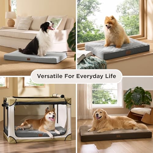 ComfyFleece XL Dog Bed for Crate with Washable Cover (41x27x3.3 / Charcoal Grey)
