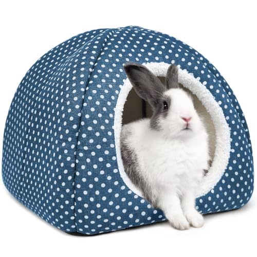 Rabbit Hideout Large Bunny Bed Washable Rabbit House (Dark blue)