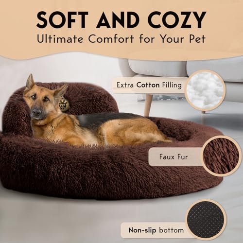 XL Dog Beds for Large Sized Dog (Brown / X-Large - 45"L x 45"W x 8"Th)