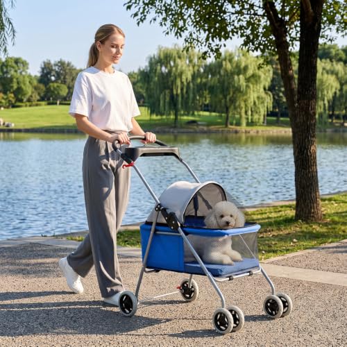 Foldable Pet Stroller for Small (Royal Blue)