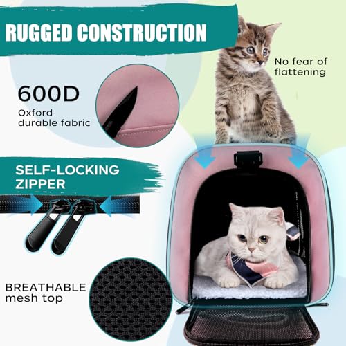Dog Cat Carrier Pet Carriers for Large Cats Small Dogs Carrier Soft Sided Puppy up to 25Lbs Dog Carrier Portable Foldable Dog Cat Travel Carrier (20.0"L x 13.0"W x 13.0"H / Pink)
