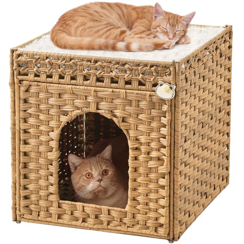 Cat Beds for Indoor Cats Extra Large Double Cat Cave (Natural / Rectangle-XL)