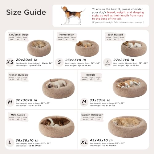 Calming Small Dog Bed Donut Washable Cat＆Puppy Bed (23"L x 23"W x 8"Th / Copper)