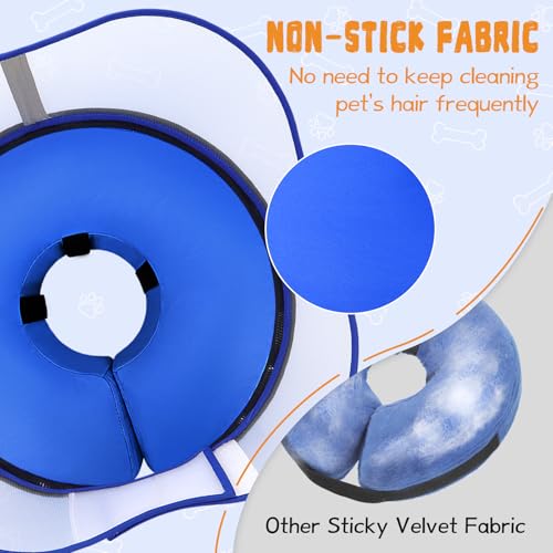 Elevated Inflatable Dog Cone Collar Alternative After Surgery (Solid Blue / M(Neck 9"-12.5"))