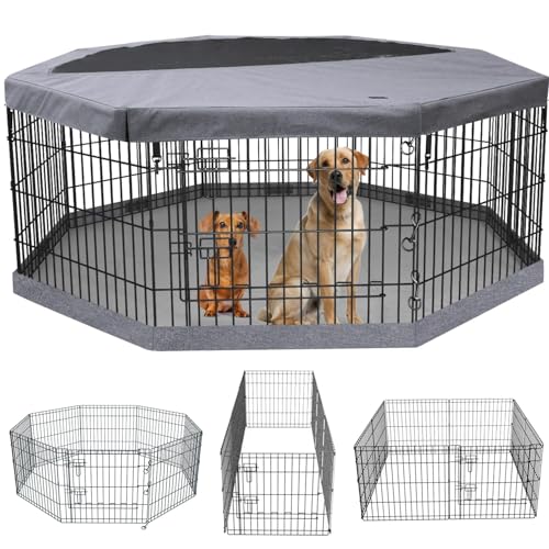 Foldable Metal Dog Exercise Pen (Gray / 30''H)