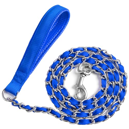 Metal Chain Dog Leash Chew Proof for Dogs (Blue / 6FT 3.0mm (Medium dogs))