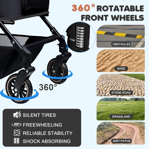 Dog Stroller for Large & Medium Dogs (Black)