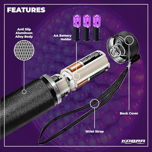 Kobra UV Black Light Flashlight 395nm (Black / 128 LED)