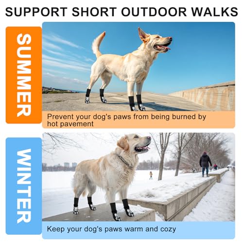 Dog Socks to Prevent Licking Paws Double Sided Grip Traction (Black(Paw) / XS(1.5"-1.7" W | Pack of 4))