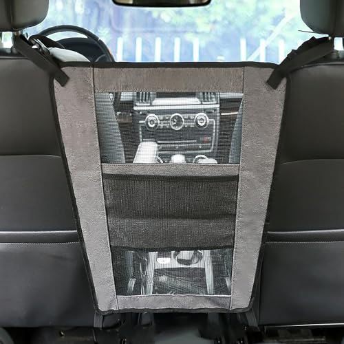 Universal Dog Car Net Barrier Divider with Storage Net Pocket (Grey)