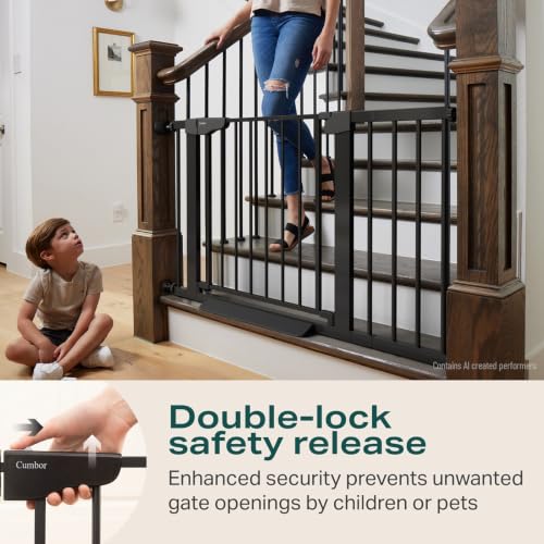 30 46" Baby Gate for Stairs (Black / 30"-46" W x 30.5" H)