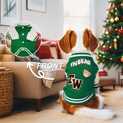 Dog Varsity Sweaters for Small Dogs (Green / Small(3-6lbs))