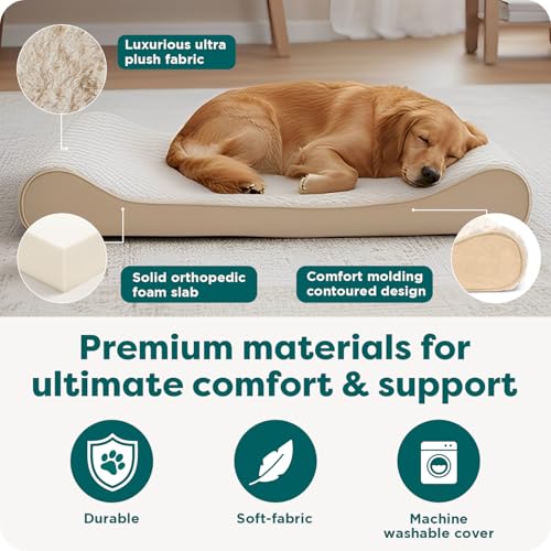 Orthopedic Dog Bed for Large Dogs (Jumbo/XL / Cream)
