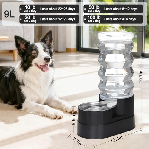 9L Elevated Dog Water Dispenser (9L / Jet Black)