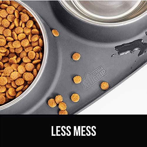Dog Bowl Set with Feeding Mat (Gray / 3 Cup Bowls)