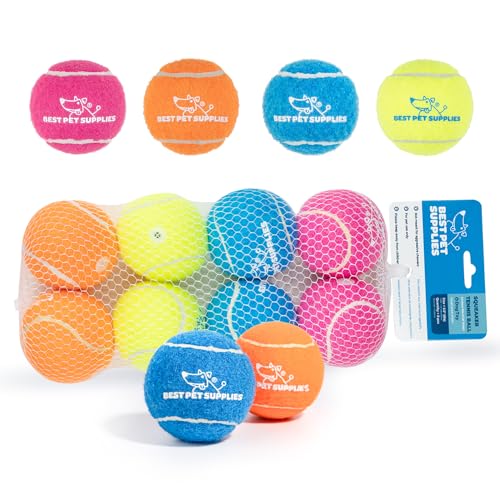Interactive Squeaky Dog Chew Toy (Tennis (Assorted Color) / Medium (Pack of 8))