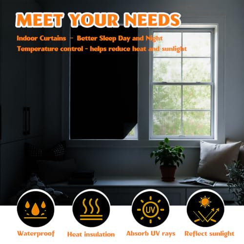 Blackout Curtains 40x57in Portable Cuttable with 6M Magic Tapes (57"W x 40"H)