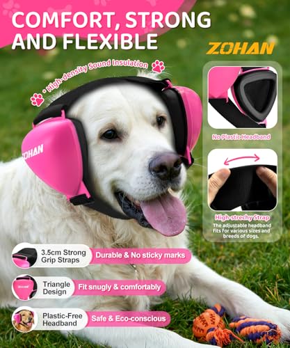 DG02 Dog Ear Muffs Noise Protection (Fuchsia-large-normal Earpads)