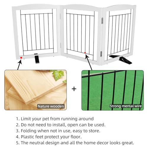 Freestanding Dog Fence Indoor (White / 【3 Panels】60''w x 24''h)