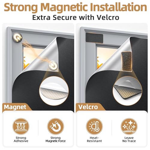 Magnetic Blackout Window Cover Portable 100% Blackout Curtains for Bedroom (Black / 58"W x 70"H)
