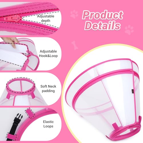 Dog Cone to Stop Licking (Hot Pink / M(Neck: 11.75"-13.75"))
