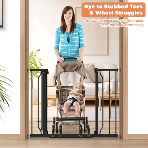 Baby Gate Auto Close (Black / 29-40"Wide, 28"Tall)