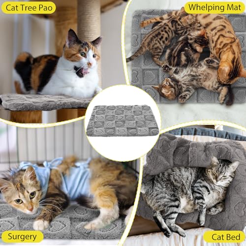 3 Pack Self Warming Cat Bed Mat Self Heating Dog Pad Reflects Body Warm Thermal Pet Pad Washable Non Slip Crate Kennel Bed Mat for Indoor Outdoor (Gray)