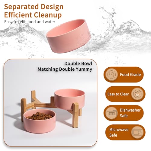 Elevated Ceramic Dog Bowl (Pink / Medium)