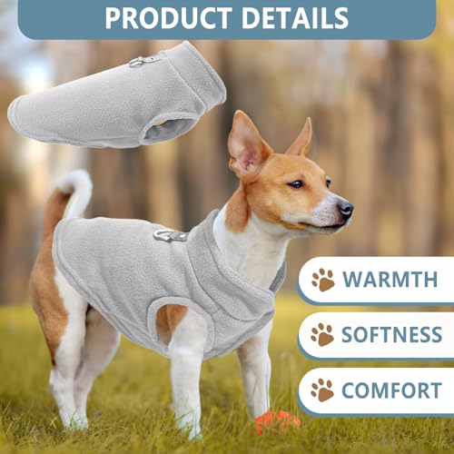2 Pack Dog Sweater with Leash Ring Winter Warm Pet Sweater Thick Clothes Coat Fleece Dog Sweaters for Small Dogs Girl Boy for Chihuahua (cyan blue,grey / Small(4-6lbs))