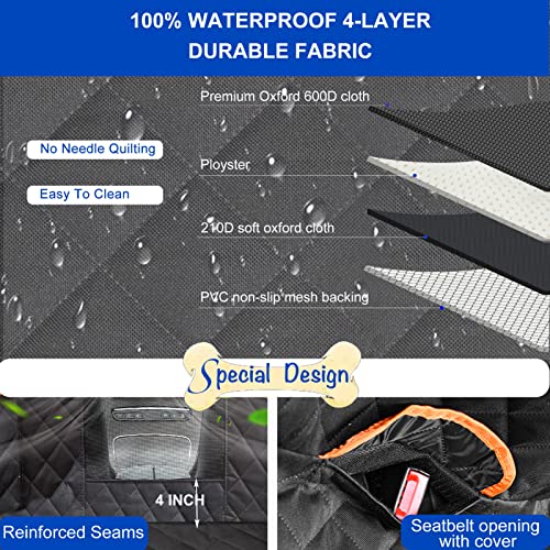 Dog Car Seat Cover for Back Seat 600D Scratchproof Nonslip Durable Waterproof Cars Pet Backseat Covers with Mesh Window Dogs Hammock for Car (Back Seat Hammock / X-Large)