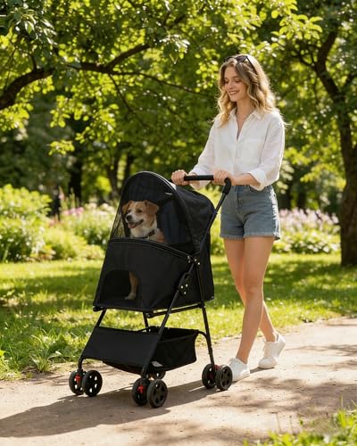 Pet Stroller for Small Dogs Cats (BLACK)