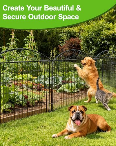 10 Panels Black Metal No Dig Garden Fence