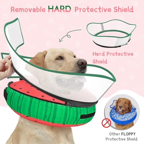 Raised Inflatable Dog Cone Collar to Stop Licking (Watermelon / L(Neck 12"-16"))