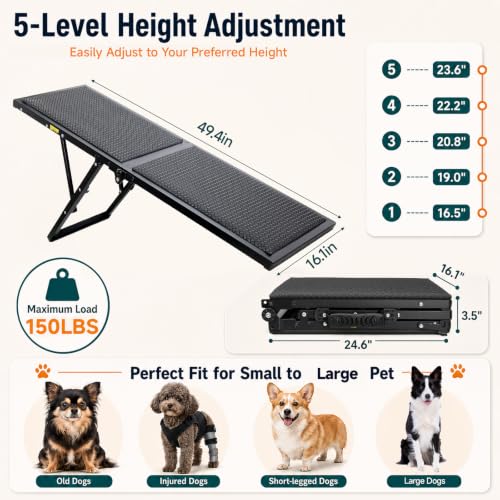 Dog Ramp for Car (Large-49.4"L x 16.1"W)