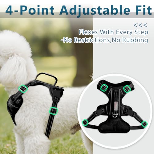 Dog Harness No Pull with ID Tag Pocket (Small(Chest:19.5-26”) / Black)