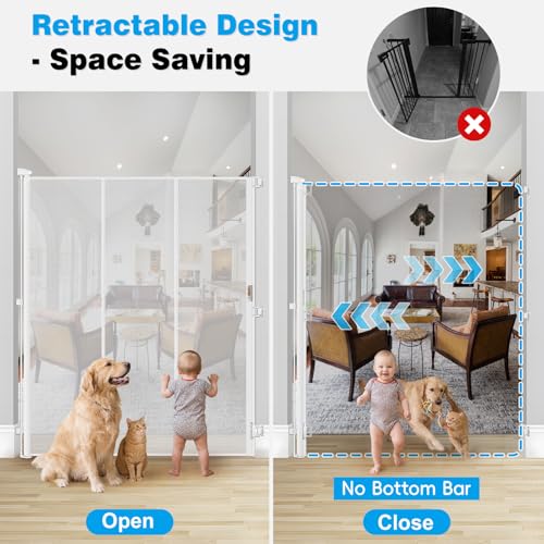 Reinforced 72" Extra Tall Pet Gate for Cat (White / 72" Tall x 55" Wide（ With Reinforced Bar ）)