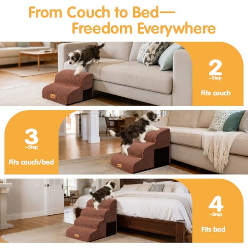 High Density Foam Dog Steps 4 Tiers (Brown / 28.5*15.7*20.5)