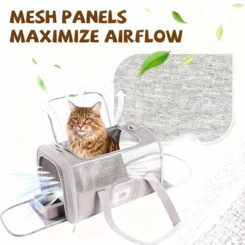 Large Soft Cat Carrier Up to 28 Lbs (Gray / 13.0"L x 13.0"W x 20.0"H)
