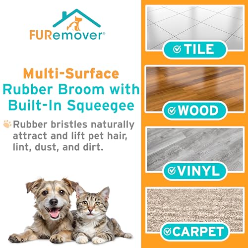Pet Hair Removal Rubber Broom (61" Telescopic Handle)