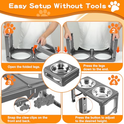 Elevated Dog Bowls (Grey / 7.1" for Medium Dogs)