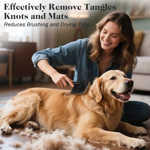 2PCS Slicker Brush for Dogs & Pet Comb (Black / Large)