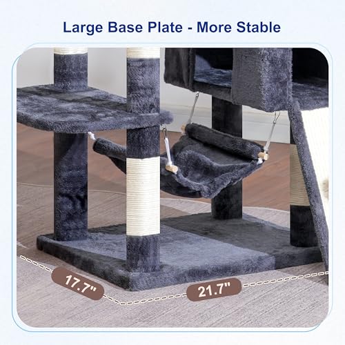 Cat Tree 71'' Tower for Large Cat with Scratching Post (71 inches / Smoky gray)