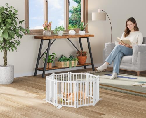 Short Dog Gate Indoor (White / 8 Panel-16''H, Up to 96’’ W)
