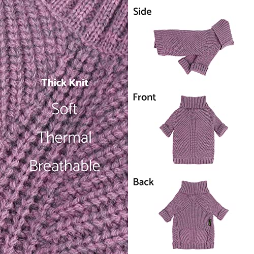 Thermal Knitted Dog Sweater Doggy Winter Coat Pet Clothes Doggie Turtleneck Jacket Puppy Outfits Cat Sweatsuit Lavender Purple X (X-Large / Purple)