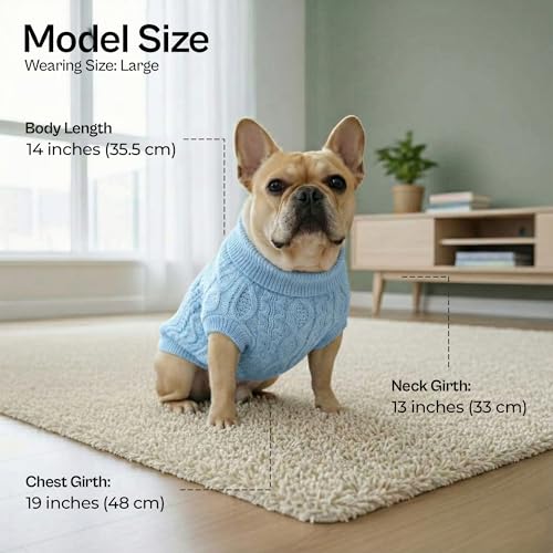 Dog Sweaters Pull Over (L / Cable Knit Blue)