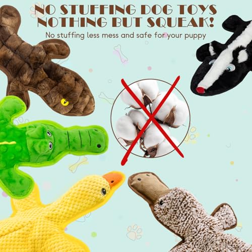 No Stuffing Dog Squeak Toys (Black, dark brown, green, yellow, coffee)