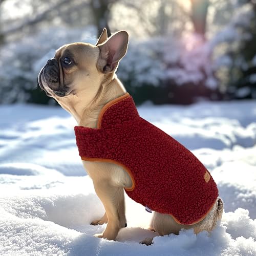 Sherpa Dog Coat Reversible Dog Jackets for Small Dogs (Large (16-21lbs) / Burgundy)