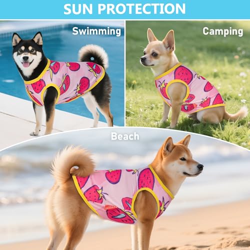 2Pack Dog Shirts for Medium Large Dogs Breathable Mesh Tank Top (XX-Large (40-55lbs) / 5# 2Pack (Strawberry+rose))